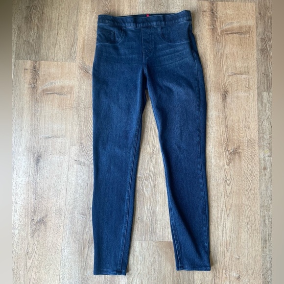 SPANX Dark Wash Denim Leggings | Size Small Petite | Sculpting Skinny Fit - Picture 1 of 5